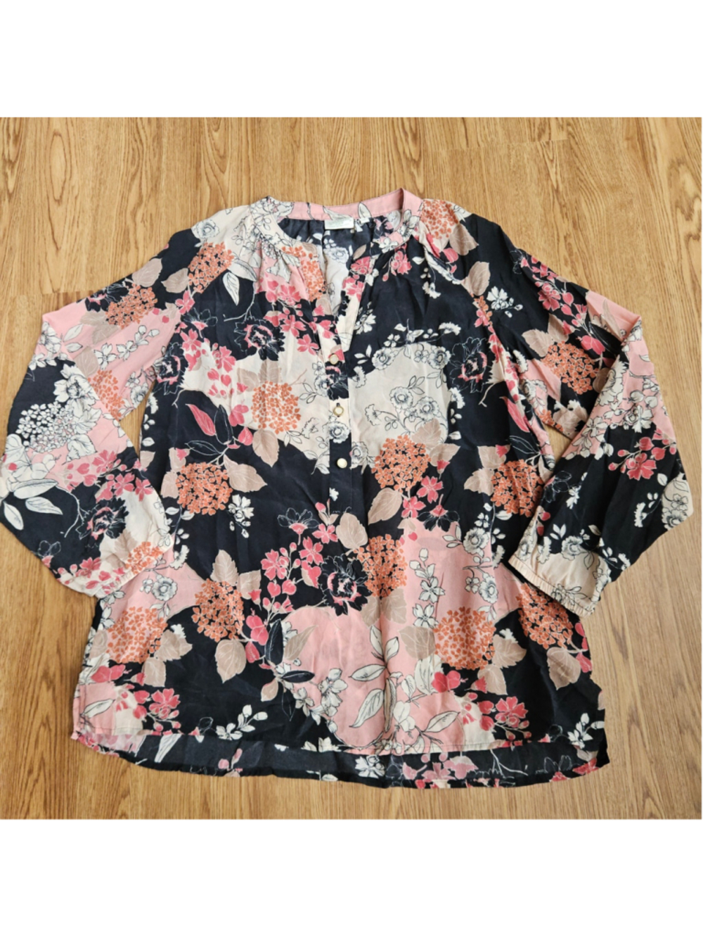 Spartina 449 Cora Dark Floral Silk Blouse Womens Medium Dressy Work